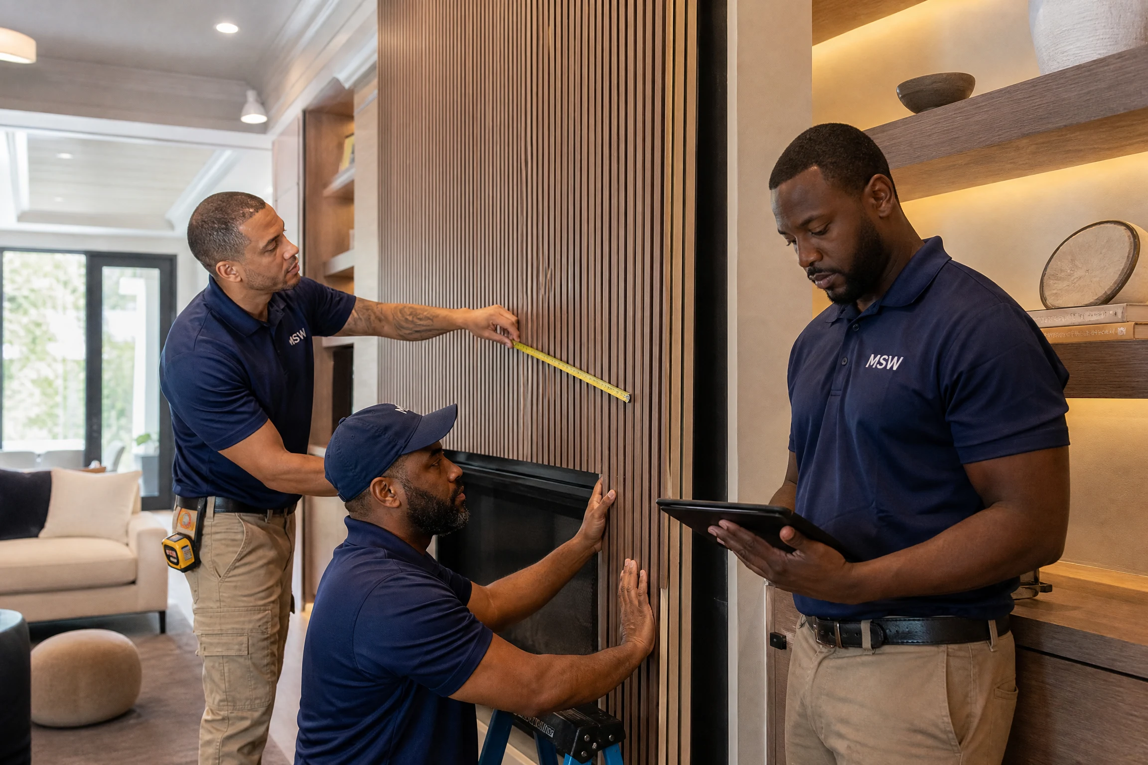 MyStatementWall installation team preparing a premium wall system